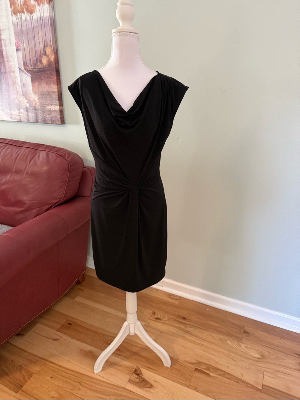 Michael Kors Black Draped Knot-Front Mini Dress
